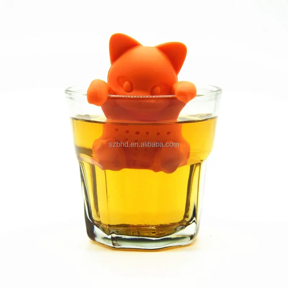 

Hot Sale Food Grade Silicone Cute Cat Shape Tea Infuser Loose Leaf Strainer Bag Mug Filter