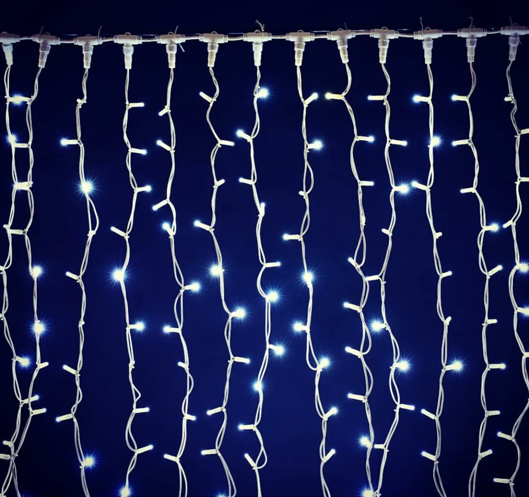 IP65 Waterproof PVC Garland Curtain Lighting Outdoor Curtain Christmas Lights 3x3m 2x1.5m