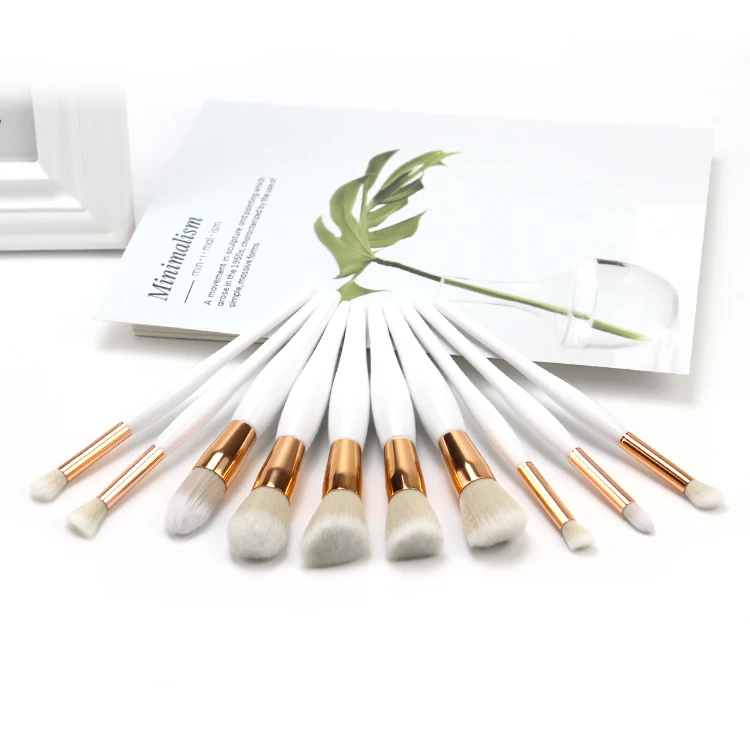 

10 pcs branded make up brushes white and gold makeup brushes