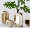 Gold coating Ceramic Flower vase with folding effects