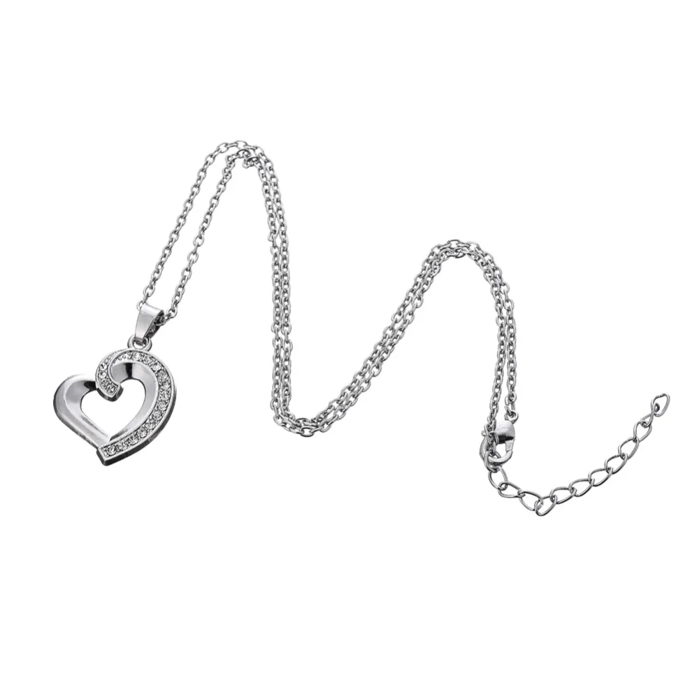 

free shipping jewelry clear crystal heart Necklace (A127722)