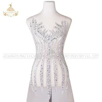 

Crystal beaded stone rhinestone applique designs for wedding dress