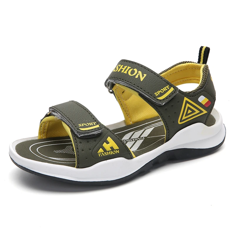 
New Summer Geometric Children Slip Beach Shoes Outdoor Leather Boys Sport Sandals for Junior Kids 2020 