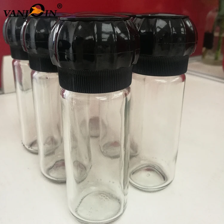 100ml Empty Round Glass Spice Bottle With Plastic Grinder Ceramic Teeth