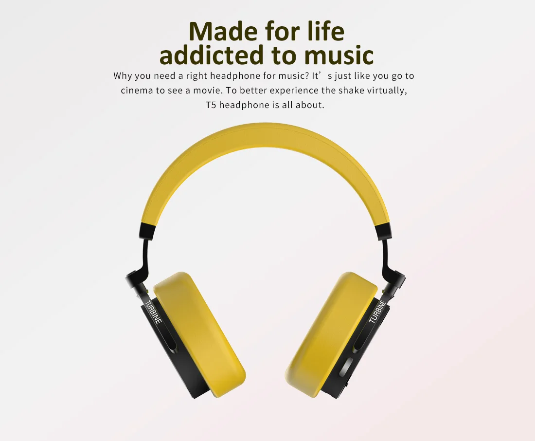 Bluedio T5 Noise Cancelling Headphones Over Ear Wireless Bluetooth