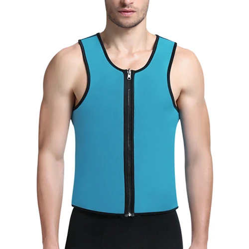 

Neoprene Plus Size Zipper Side Fat Burner Men Slimming Body Shaper Sport Ultra Sweat Vest, Black reverse blue sweat vest