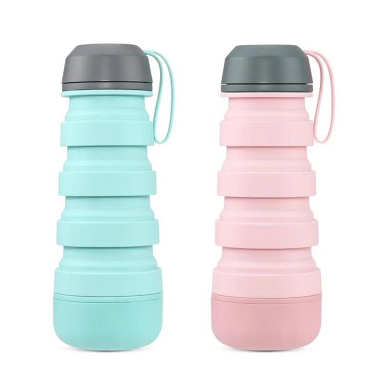 

Wholesale Custom BPA Free Hiking Outdoor Sports Portable Silicone Folding Water Bottle, Multi colors