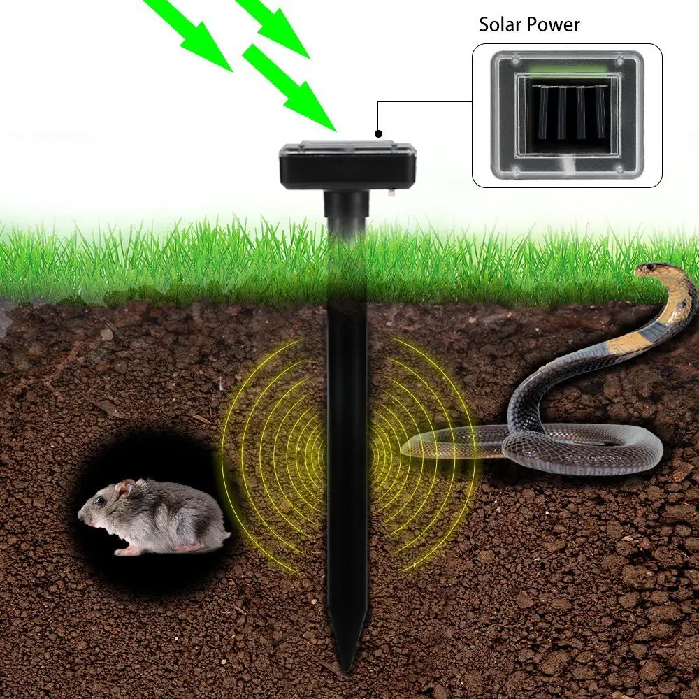 4pc Solar Powered Ultrasonic Sonic Mouse Mole Snake Pest Rodent ...