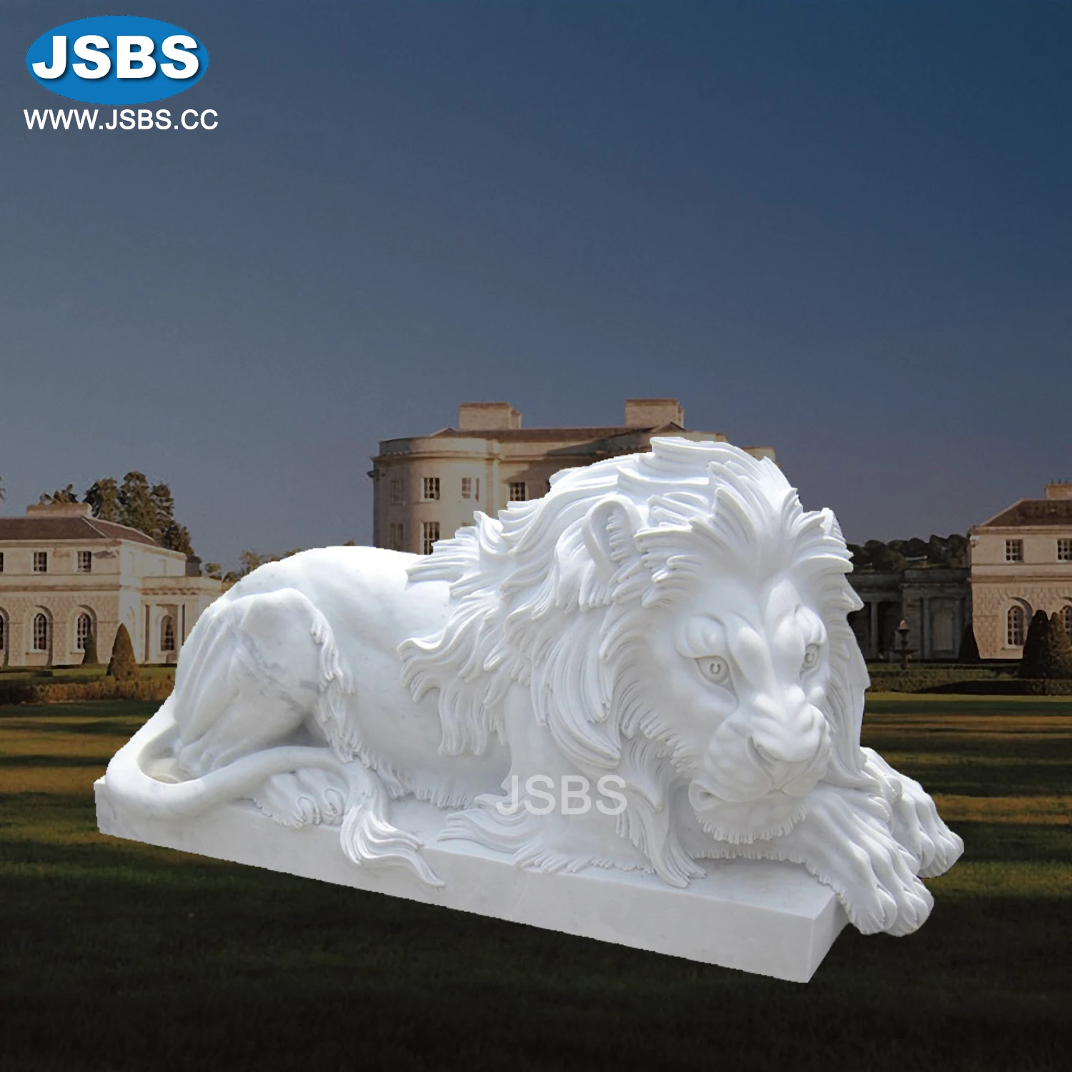 白色大理石狮子雕像