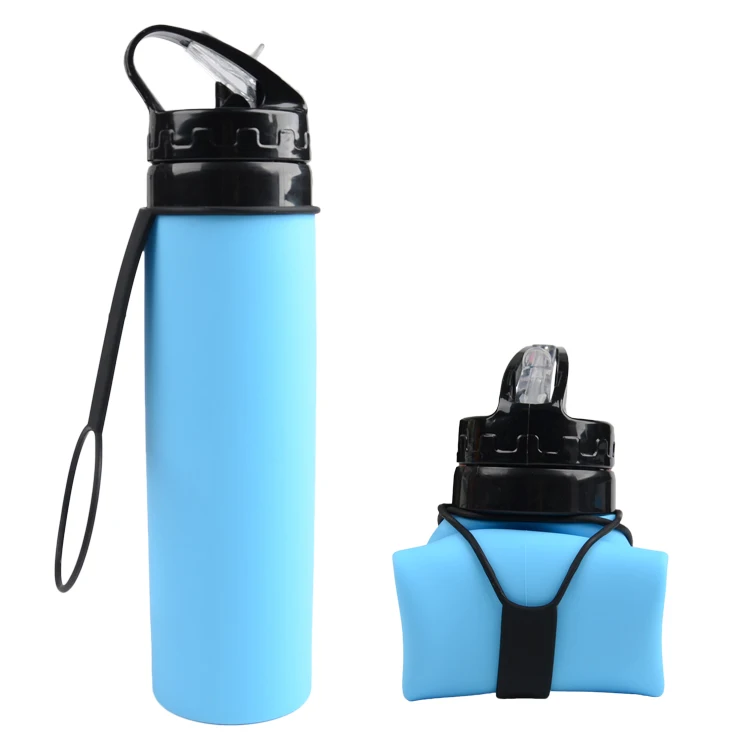 

FDA Approved 600ML Non-Toxic Foldable Collapsible Silicone Travel Water Bottle, Customized color