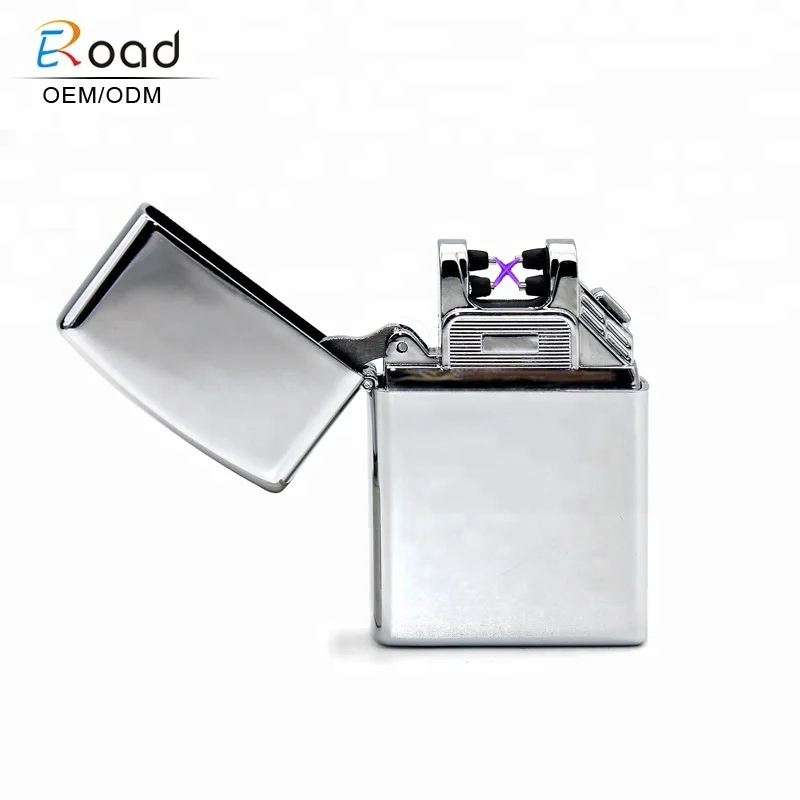 

Eroad USB Rechargeable Electric Lighter, Double ARC Pulse Flameless Plasma lighter, Blue/ gold/ black/ silver/ rainbow/ customized