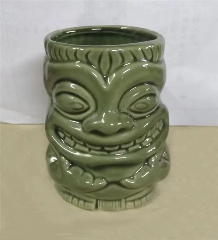 12 Oz Custom Porcelain Tiki Mug Set Cocktail Embossed Glazed Ceramic