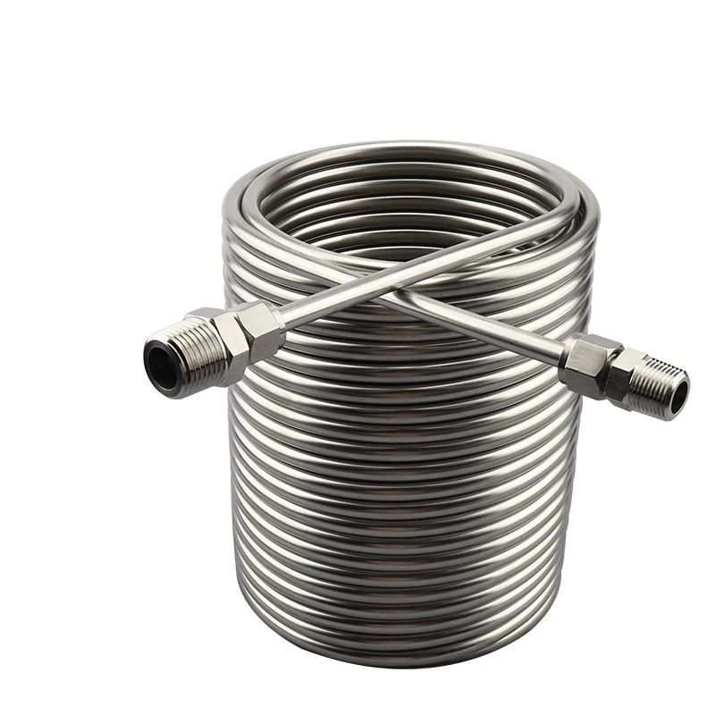 Ss304 Beer Cooling Coil Homebrew Double Layer Water Wort Chiller With 3