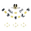 2019 New Design Black And Glitter Gold Wild One First Birthday Decorations Banner Cake Topper Hat For 1st Bday Party Supplies
