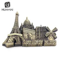 

Factory custom 3D metal antique brass souvenir france paris fridge magnet