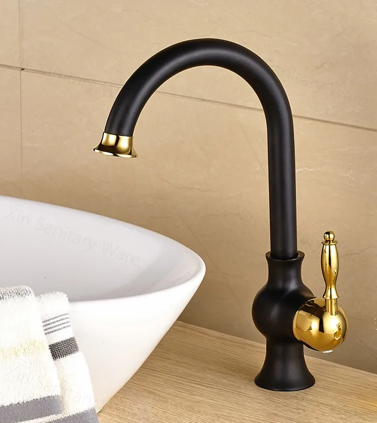 Wholesale Bathroom Brass Faucet Black & Gold Painted Basin Kitchen Sink