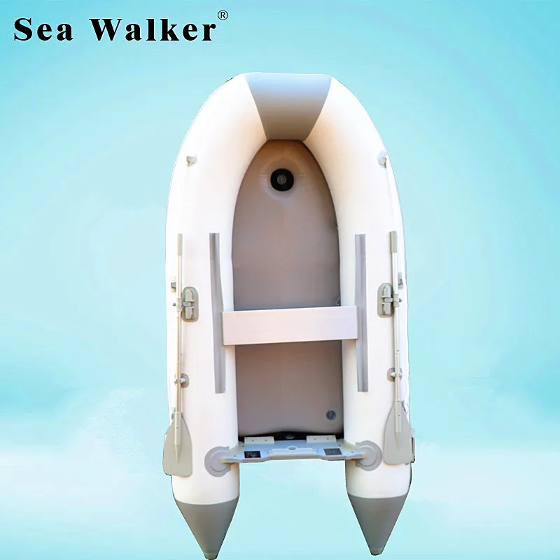 

Seawalker High Quality 3.0M Inflatable FIshing Boat CE Certificate Air Deck Floor Boat PVC Material Rowing Boat For Hot Sale, Gray+white