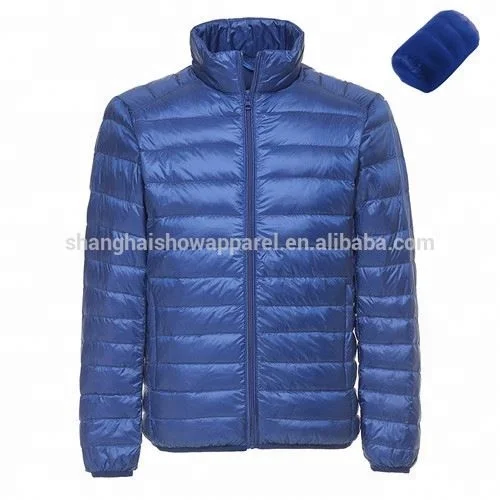 

wholesale men's basic down jacket standard collar without hood with custom logo