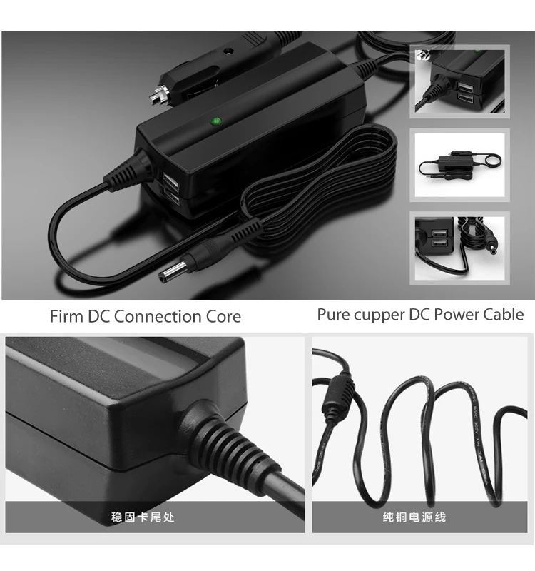Universal 40w 20v 2a Car Charger Dc Laptop Adapter 2 Usb Port Portable Car Charger For Laptop