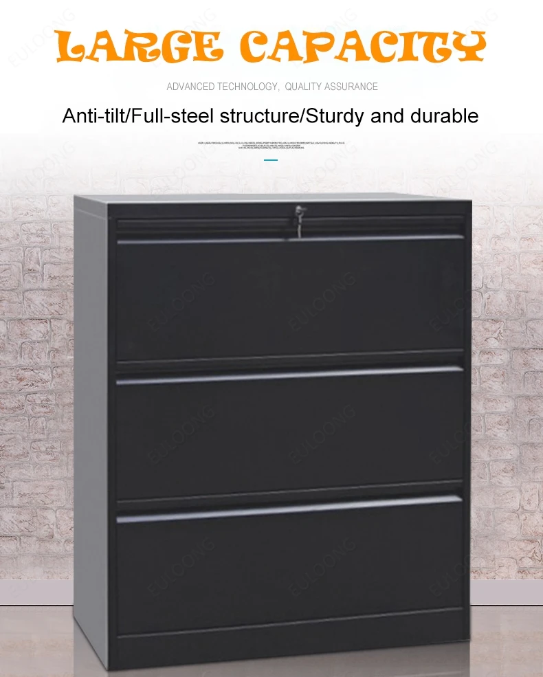 Black Steel Lateral 3 Drawer Metal Office Filing Cabinet Buy