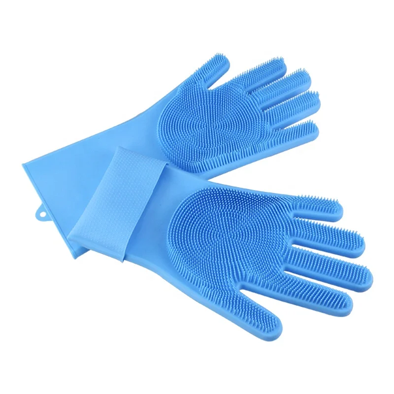 Heat Resistant Kitchen Silicone Scrubber Dishwashing Silicone Gloves ...