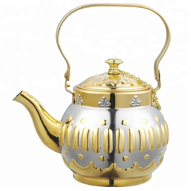 

Hot sale Arabic popular gold plating colored 1.3L 1.6L 1.8L coffee pot stainless steel tea pot, Normal / gold/ orange and so on