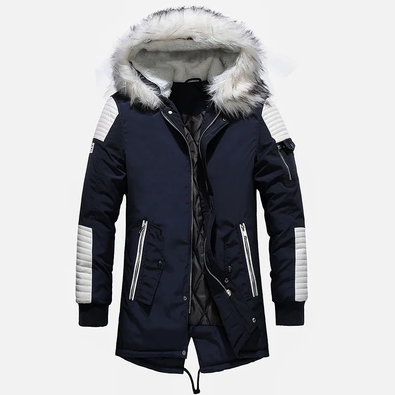 or20733a 2019 big fur collar long style cotton-padded coat thickening amazon WISH fashion men's coat wholesale