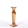 Hot sale cheap single head crystal votive candle stick holder square shape gold color glass candle stand for home used