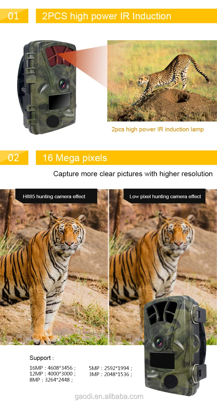 Newest Ultra Long Standby Time Trail Camera 120 Degree Wide Angle 16mp 0.5s Triggering Time