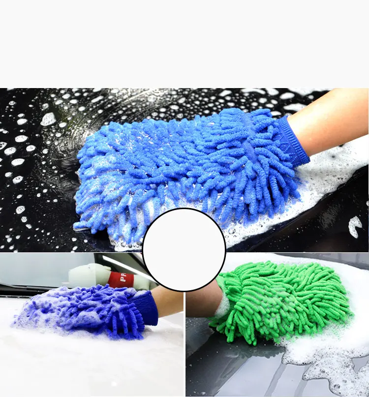 High Quality One-Sided Waterproof Car Wash Mitt Microfiber Chenille Cleaning Glove