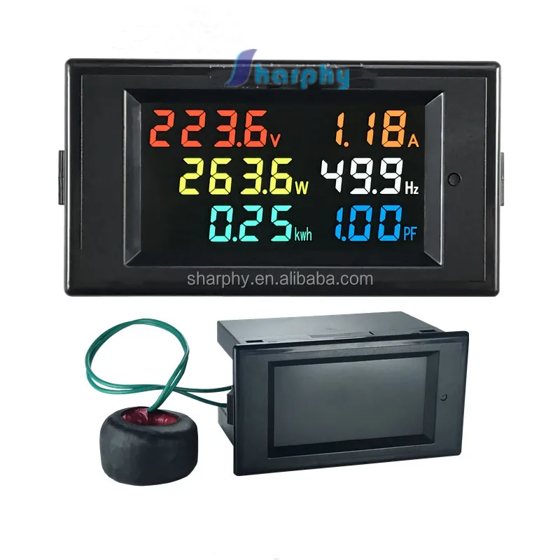 6IN1 AC monitor  100A Voltage Current Power Factor Active KWH energy meter 