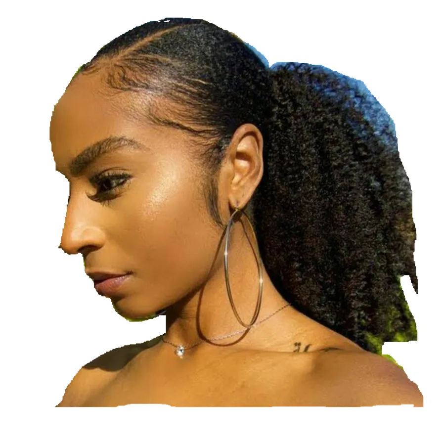

Afro Kinky Curly Ponytail For Women Natural Black Remy Hair 1 Piece Clip In Ponytails 100% Human Hair extension