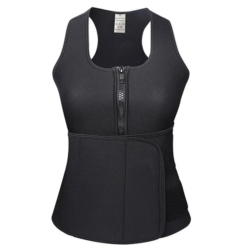 

Black Sweat Sauna latex Body Shaper Women Slimming Vest Neoprene Adjustable Waist Trainer, As pic