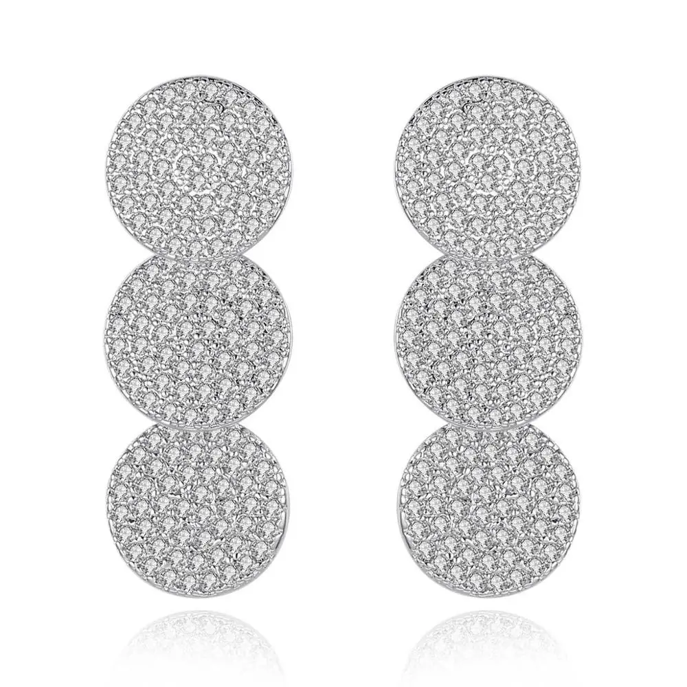 

LUOTEEMI Luxury Cubic Zirconia Long Wedding Drop Earrings for Bridals Wedding Jewelry Wholesale