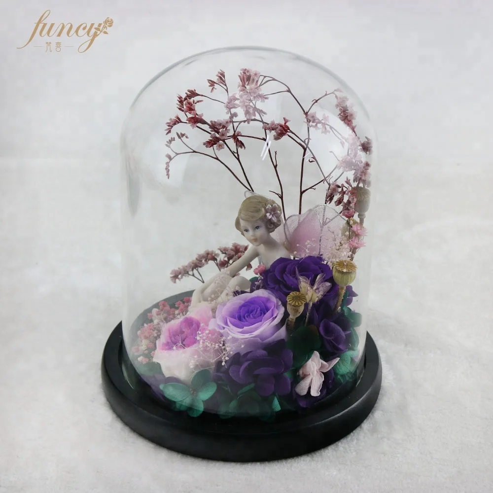 
Gift Item Valentine Day Girlfriend Preserved Roses Forever Flower Angle Glass Dome 3 Year Anniversary List Gift items Marriage 