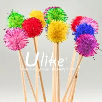 coloured pom pom ball cocktail sticks birthday party decorations