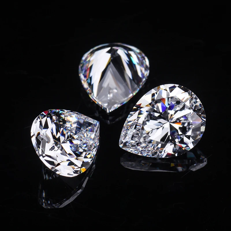 

Starsgem Wholesale USA Rough Top Quality Pear Shape 9x7 mm White Color Loose Cubic Zirconia Gemstone.