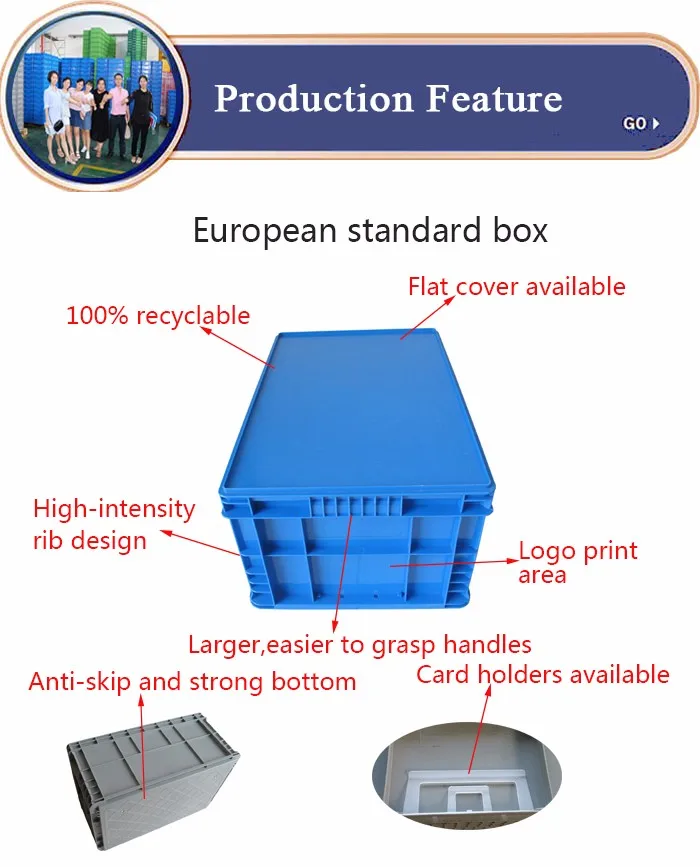 Qs Euro Size Heavy Duty Thick Injection Plastic Stackable Storage Tote