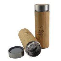 

Insulated Travel Tumbler with Tea Infuser Bamboo Exterior Double Wall Vacuum Sealed Stainless Steel Cup with Lid