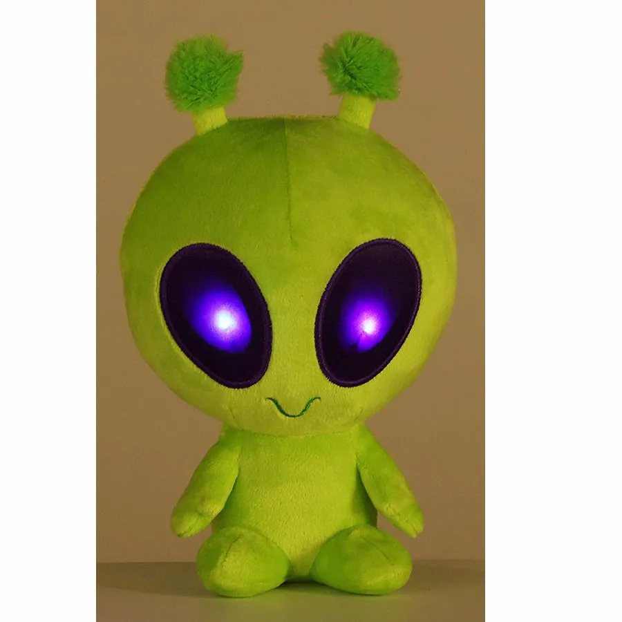 twitch 点亮外星人毛绒卡通玩具 led 夜灯眼睛绿色填充和毛绒外星人