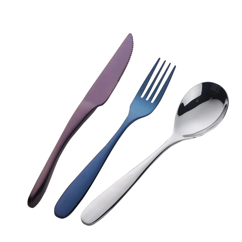

Vintage Black/Blue/Silver/Purple/Gold Flatware Wedding Cutlery set 3pcs, Silver / gold / rose gold / blue / black / purple