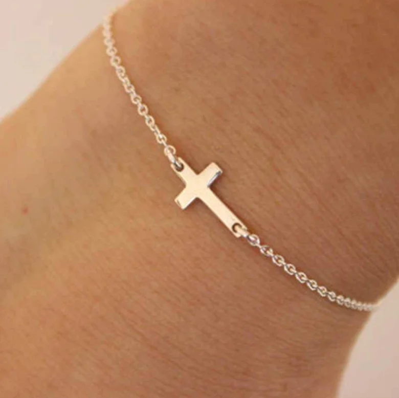 

cross chain anklet jewelry alloy gold and silver color
