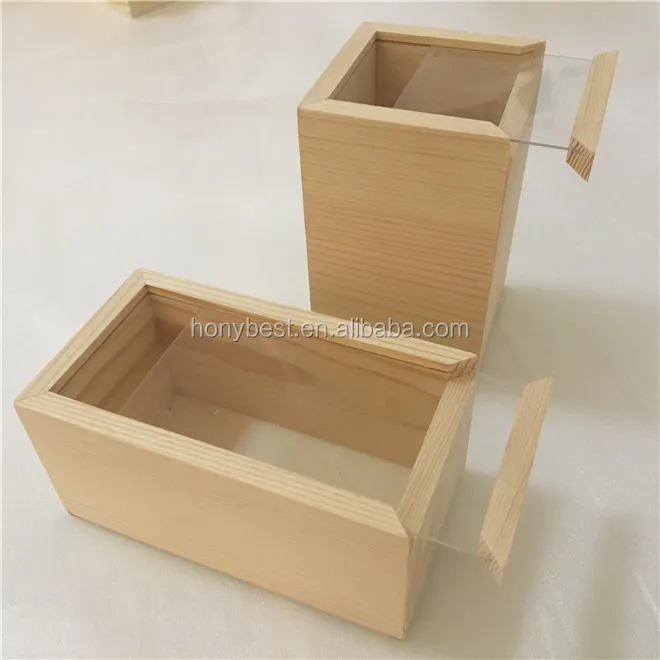 Cajas De Exhibición De Madera Con Tapa Deslizante Acrílica,Con Ventana De Vidrio Transparente