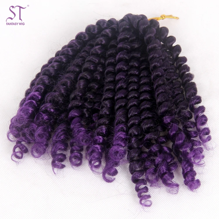 

2019 Latest 10inch Wand Curl Ombre Purple 20 Pieces Synthetic Hair Braiding Hair Extensions For African American