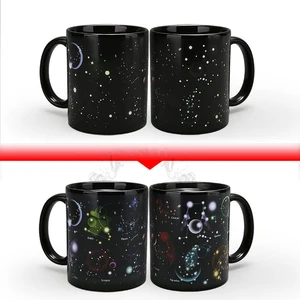 Image of 330ML Black Glaze the Constellation Magic Mug Ceramic Heat Changing Coffee Mug Galaxy Changing Color Mug OEM