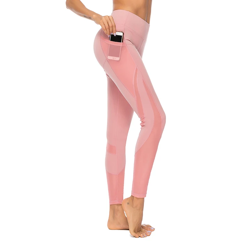 

Sexy Girl Leggings High Waisted Leggings Yoga Pants With Pockets, Pink