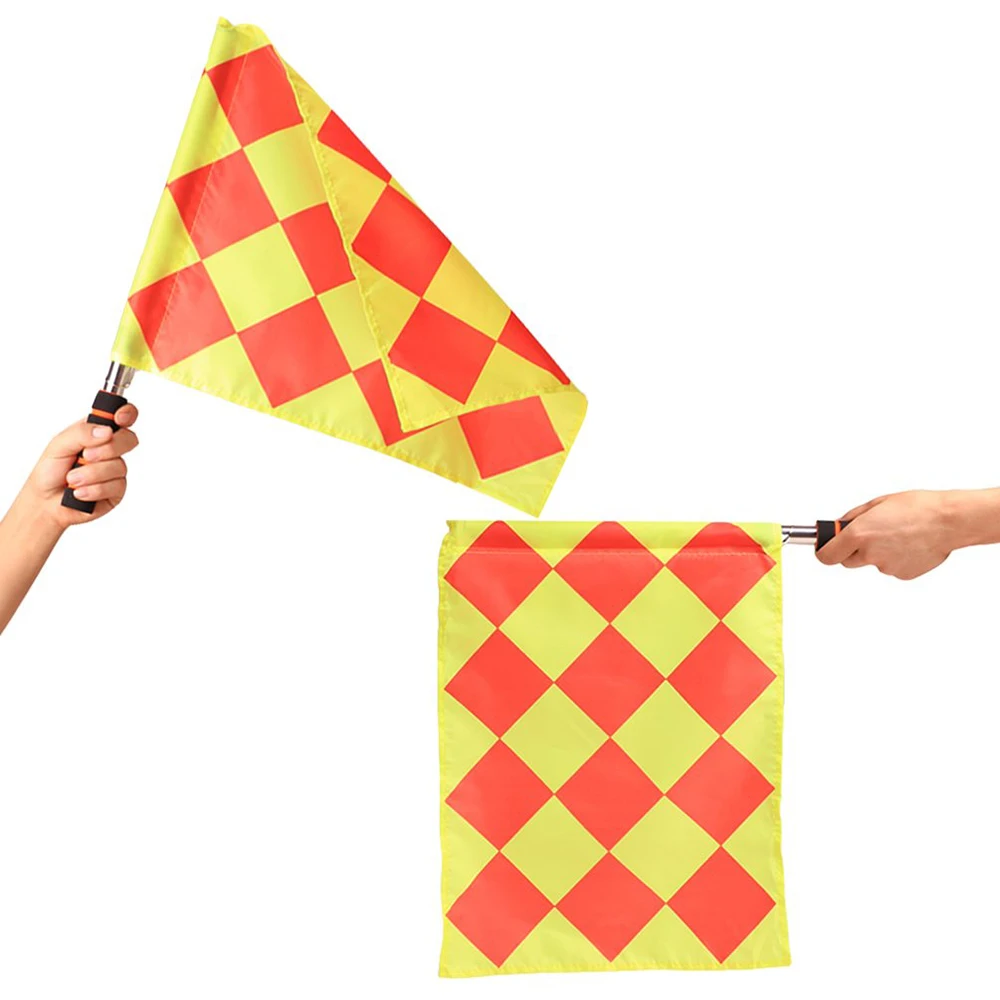 

Soccer Football Rugby Linesman 2pcs Inspected Referee Flags with Metal Pole Foam Handle, Customized