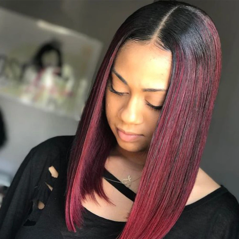 burgundy hair weave bob