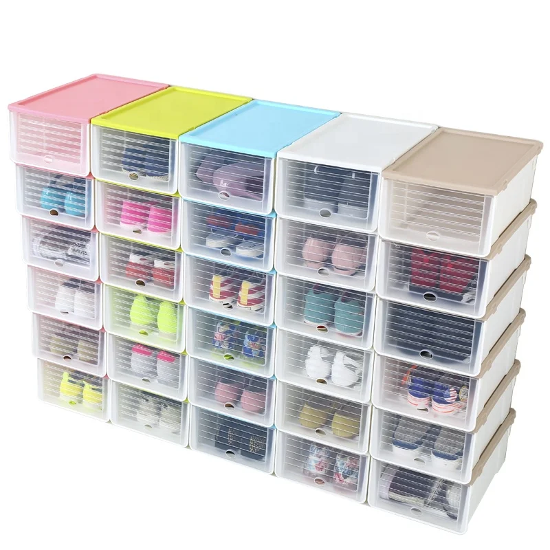 

Top quality PP folding collapsible foldable plastic shoe storage box for under bed, Customized