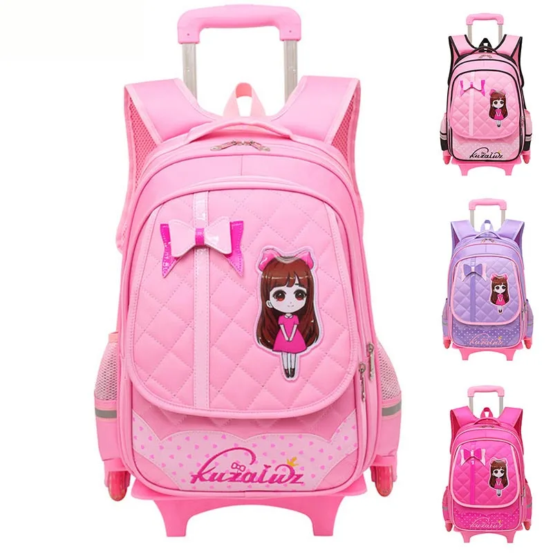 

New Design Trolley Children School Bag for Girls, Kids Trolley School Bag, 4 colors